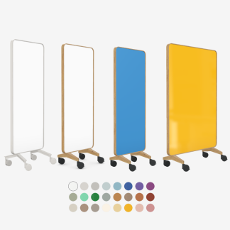 Frame Mobile  - Dubbelsidig glastavla whiteboard med ram i böjträ